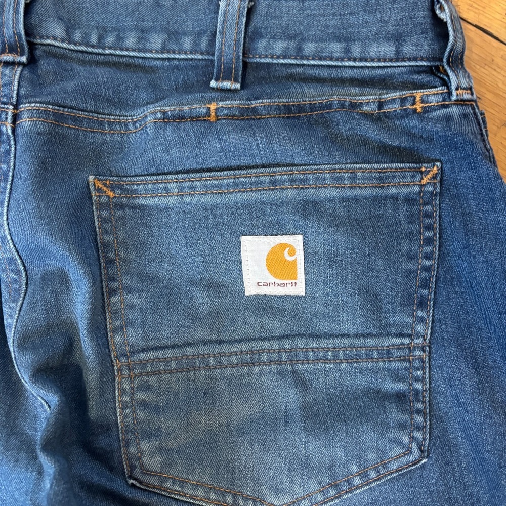Carhartt Force Stretch Denim Jeans Mens 34x28 Workwear Relaxed - Picture 4 of 11